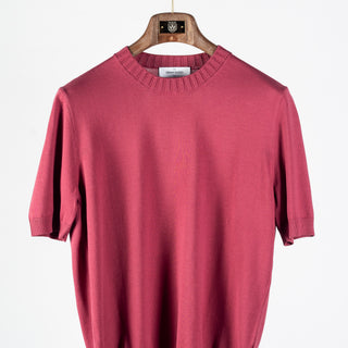 Gran Sasso Magenta 2-ply Cotton Crewneck Knit T-shirt - Cotton, Regular Fit, Made In Italy - View 5