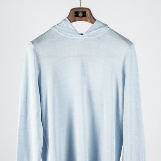 Gran Sasso Light Blue Spring Hooded Knit - Cotton, Linen, Denim, Made In Italy - View 7