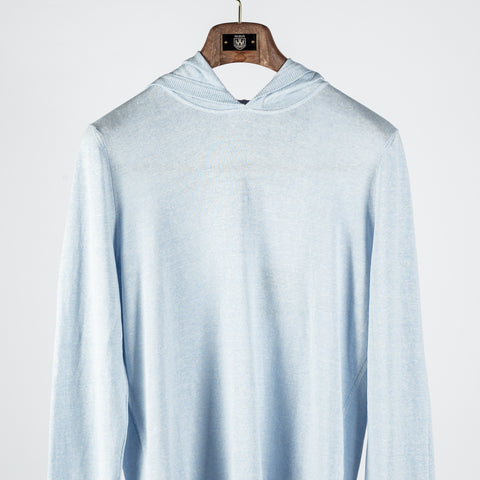 Gran Sasso Light Blue Spring Hooded Knit - Cotton, Linen, Denim, Made In Italy - View 7