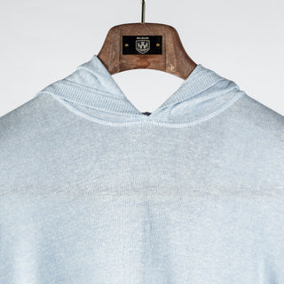 Gran Sasso Light Blue Spring Hooded Knit - Cotton, Linen, Denim, Made In Italy - View 6