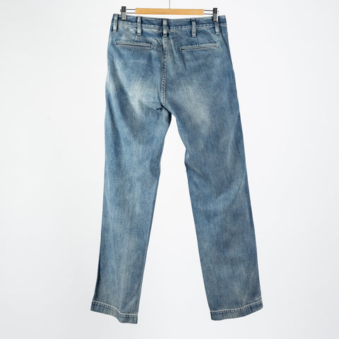 Wythe Washed Indigo Denim Chino - Red, Cotton, Denim, Oversized - View 5