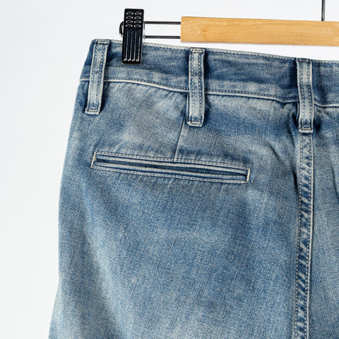 Wythe Washed Indigo Denim Chino - Red, Cotton, Denim, Oversized - View 6