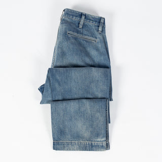 Wythe Washed Indigo Denim Chino - Red, Cotton, Denim, Oversized - View 8
