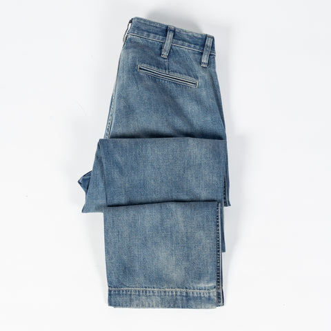 Wythe Washed Indigo Denim Chino - Red, Cotton, Denim, Oversized - View 8
