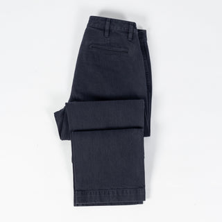 Wythe Faded Navy Japanese Cotton Herringbone Chino - Cotton, Twill, Japanese, Oversized - View 8