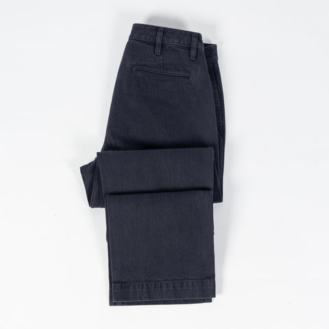 Wythe Faded Navy Japanese Cotton Herringbone Chino - Cotton, Twill, Japanese, Oversized - View 8