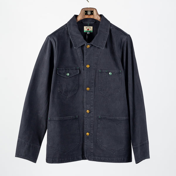 Wythe Faded Navy Japanese Cotton Herringbone Barn Jacket