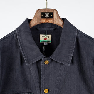 Wythe Faded Navy Japanese Cotton Herringbone Barn Jacket - Cotton, Twill, Oxford - View 6