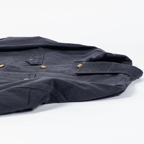Wythe Faded Navy Japanese Cotton Herringbone Barn Jacket - Cotton, Twill, Oxford - View 8