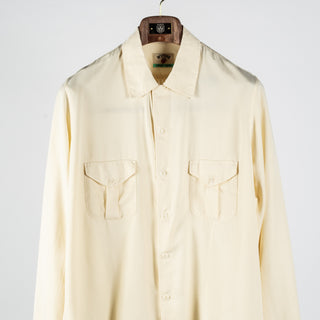 Wythe Buttermilk Tencel Camp Collar Patio Shirt - Red, Denim, Tencel, Made In Portugal - View 6