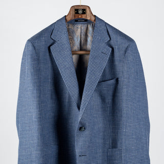 Empire Blue Houndstooth Linen Wool Blazer - Wool, Linen, Made In Canada - View 6