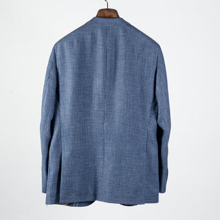 Empire Blue Houndstooth Linen Wool Blazer - Wool, Linen, Made In Canada - View 5