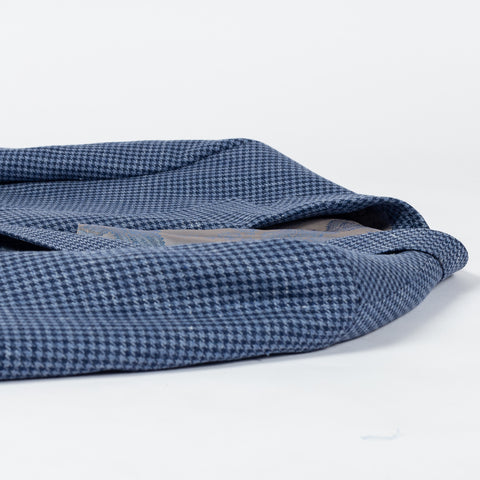 Empire Blue Houndstooth Linen Wool Blazer - Wool, Linen, Made In Canada - View 8