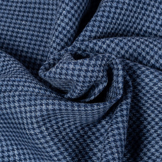 Empire Blue Houndstooth Linen Wool Blazer - Wool, Linen, Made In Canada - Alternate View