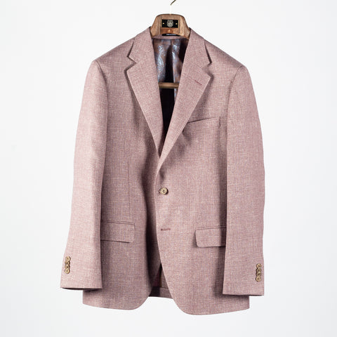 Empire Textured Lavender Wool Silk Linen Blazer - Brown, Wool, Linen, Silk, Made In Canada