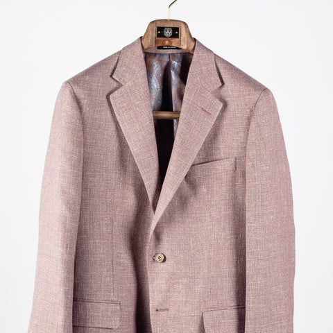Empire Textured Lavender Wool Silk Linen Blazer - Brown, Wool, Linen, Silk, Made In Canada - View 6