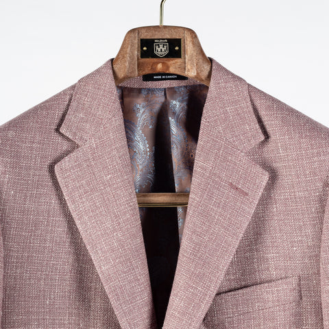 Empire Textured Lavender Wool Silk Linen Blazer - Brown, Wool, Linen, Silk, Made In Canada - View 7