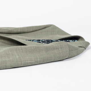 Empire Sage Green Wool Silk Blazer - Brown, Wool, Linen, Silk, Floral, Made In Canada - View 8