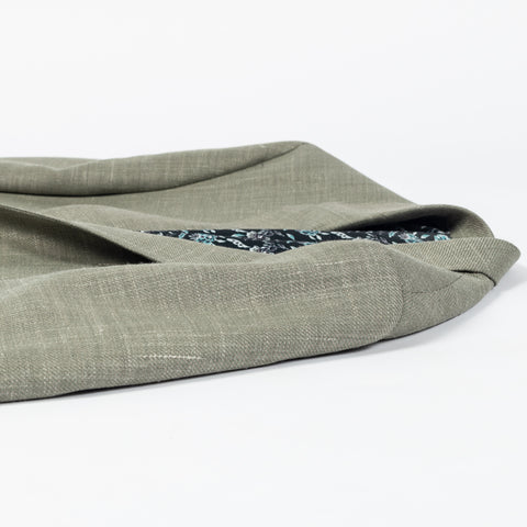 Empire Sage Green Wool Silk Blazer - Brown, Wool, Linen, Silk, Floral, Made In Canada - View 8