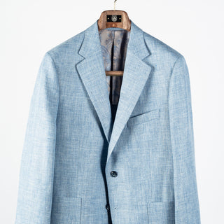 Empire Textured Sky Blue Linen Wool Blazer - Wool, Linen, Made In Canada - View 5