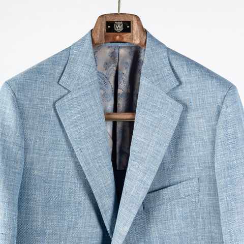 Empire Textured Sky Blue Linen Wool Blazer - Wool, Linen, Made In Canada - View 6