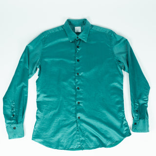 Xacus Teal Silk Dress Shirt 1