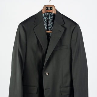 Empire Dark Forest Green Wool Suit - Tan, Wool, Floral, Made In Canada - View 6