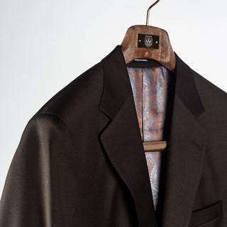 Empire Brown Wool Suit - Wool, Floral, Made In Canada - Detail View