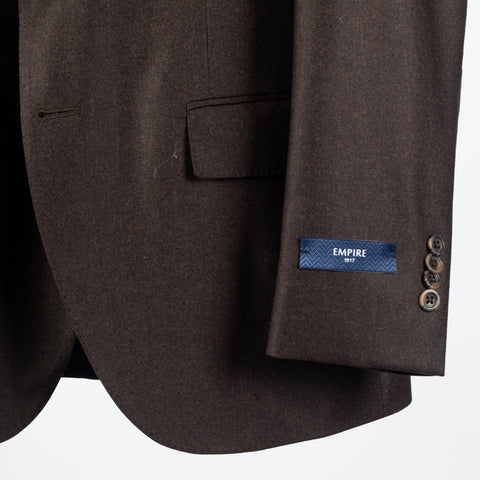 Empire Textured Brown Wool Suit - Wool, Floral, Made In Canada - Back View