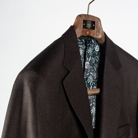 Empire Textured Brown Wool Suit - Wool, Floral, Made In Canada - Detail View