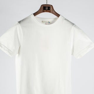 Merz b. Schwanen White 215 Loopwheeled Midweight T-Shirt - Cotton, Jersey, Knit, Made In Germany - View 6