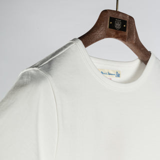 Merz b. Schwanen White 215 Loopwheeled Midweight T-Shirt - Cotton, Jersey, Knit, Made In Germany - Back View