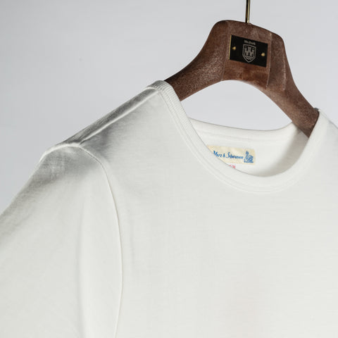 Merz b. Schwanen White 215 Loopwheeled Midweight T-Shirt - Cotton, Jersey, Knit, Made In Germany - Back View