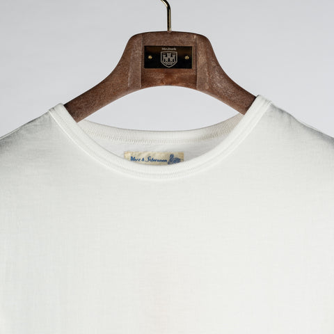 Merz b. Schwanen White 1950s Loopwheeled Lightweight T-Shirt - Ink, Cotton, Jersey, Knit, Made In Germany - View 7