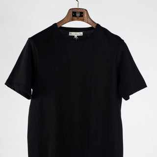 Merz b. Schwanen Deep Black 1950s Loopwheeled Lightweight T-Shirt - Cotton, Jersey, Knit, Made In Germany - View 6