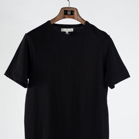 Merz b. Schwanen Deep Black 1950s Loopwheeled Lightweight T-Shirt - Cotton, Jersey, Knit, Made In Germany - View 6