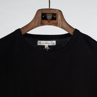 Merz b. Schwanen Deep Black 1950s Loopwheeled Lightweight T-Shirt - Cotton, Jersey, Knit, Made In Germany - View 7