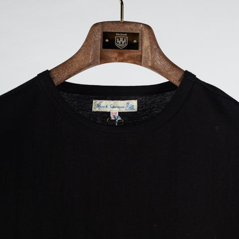 Merz b. Schwanen Deep Black 1950s Loopwheeled Lightweight T-Shirt - Cotton, Jersey, Knit, Made In Germany - View 7