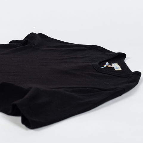 Merz b. Schwanen Deep Black 1950s Loopwheeled Lightweight T-Shirt - Cotton, Jersey, Knit, Made In Germany - View 8