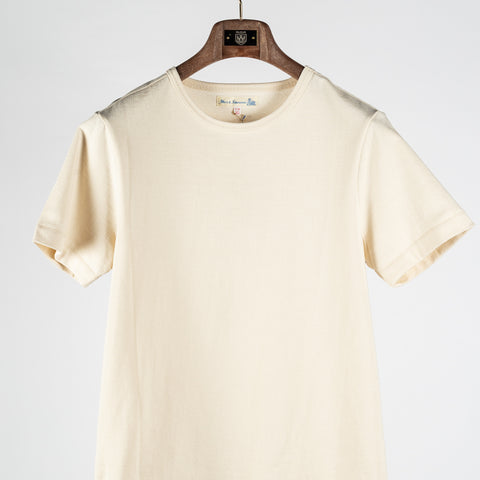 Merz b. Schwanen Nature 215 Loopwheeled Midweight T-Shirt - White, Cotton, Jersey, Knit, Made In Germany - View 6