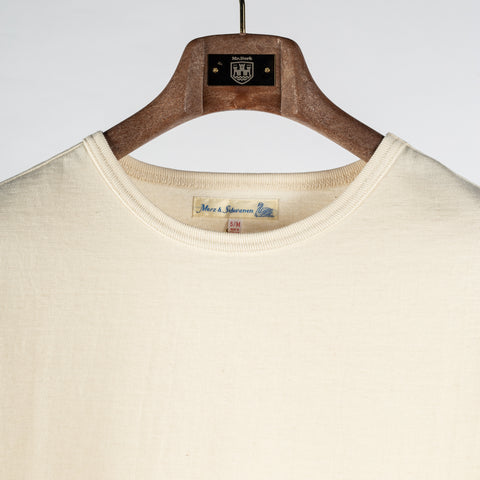 Merz b. Schwanen Nature 215 Loopwheeled Midweight T-Shirt - White, Cotton, Jersey, Knit, Made In Germany - View 7