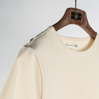 Merz b. Schwanen Nature 215 Loopwheeled Midweight T-Shirt - White, Cotton, Jersey, Knit, Made In Germany - Back View