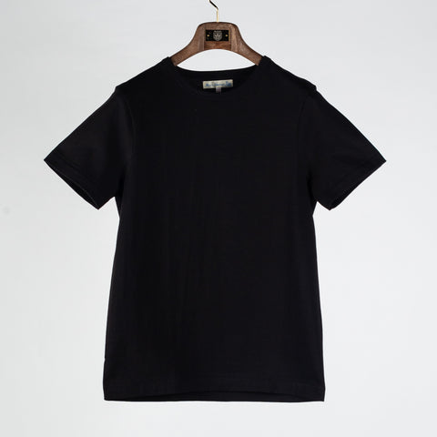 Merz b. Schwanen Deep Black 215 Loopwheeled Midweight T-Shirt - Cotton, Jersey, Knit, Made In Germany