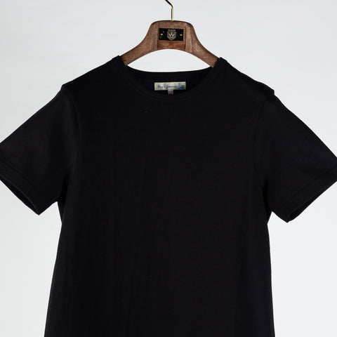 Merz b. Schwanen Deep Black 215 Loopwheeled Midweight T-Shirt - Cotton, Jersey, Knit, Made In Germany - View 6