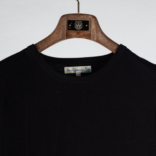Merz b. Schwanen Deep Black 215 Loopwheeled Midweight T-Shirt - Cotton, Jersey, Knit, Made In Germany - View 7