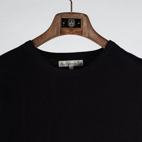 Merz b. Schwanen Deep Black 215 Loopwheeled Midweight T-Shirt - Cotton, Jersey, Knit, Made In Germany - View 7
