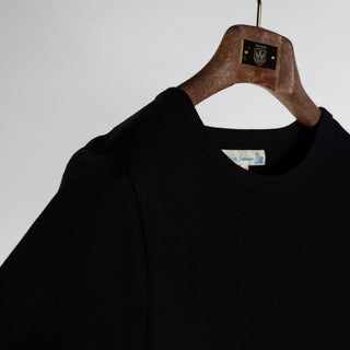 Merz b. Schwanen Deep Black 215 Loopwheeled Midweight T-Shirt - Cotton, Jersey, Knit, Made In Germany - Back View