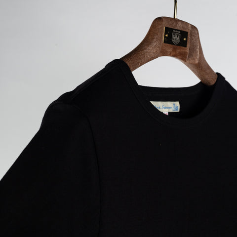 Merz b. Schwanen Deep Black 215 Loopwheeled Midweight T-Shirt - Cotton, Jersey, Knit, Made In Germany - Back View