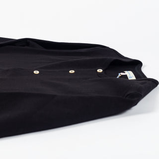 Merz b. Schwanen Deep Black 2M06 Mid-Century Long Sleeve Henley - Cotton, Denim, Jersey, Woven, Made In Germany - View 9