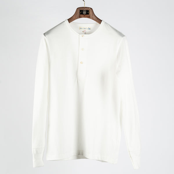 White 2M06 Mid-Century Long Sleeve Henley